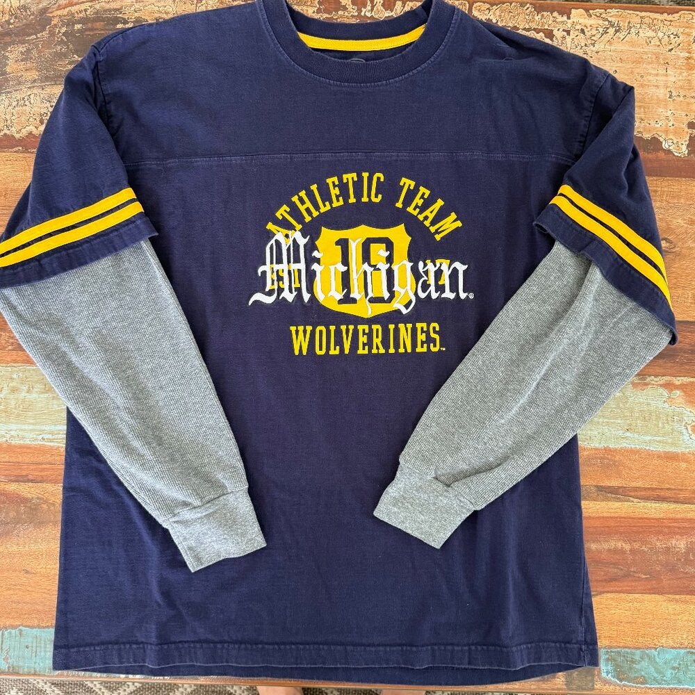 Michigan Wolverines Long Sleeve‎ Shirt GO BLUE Size XL